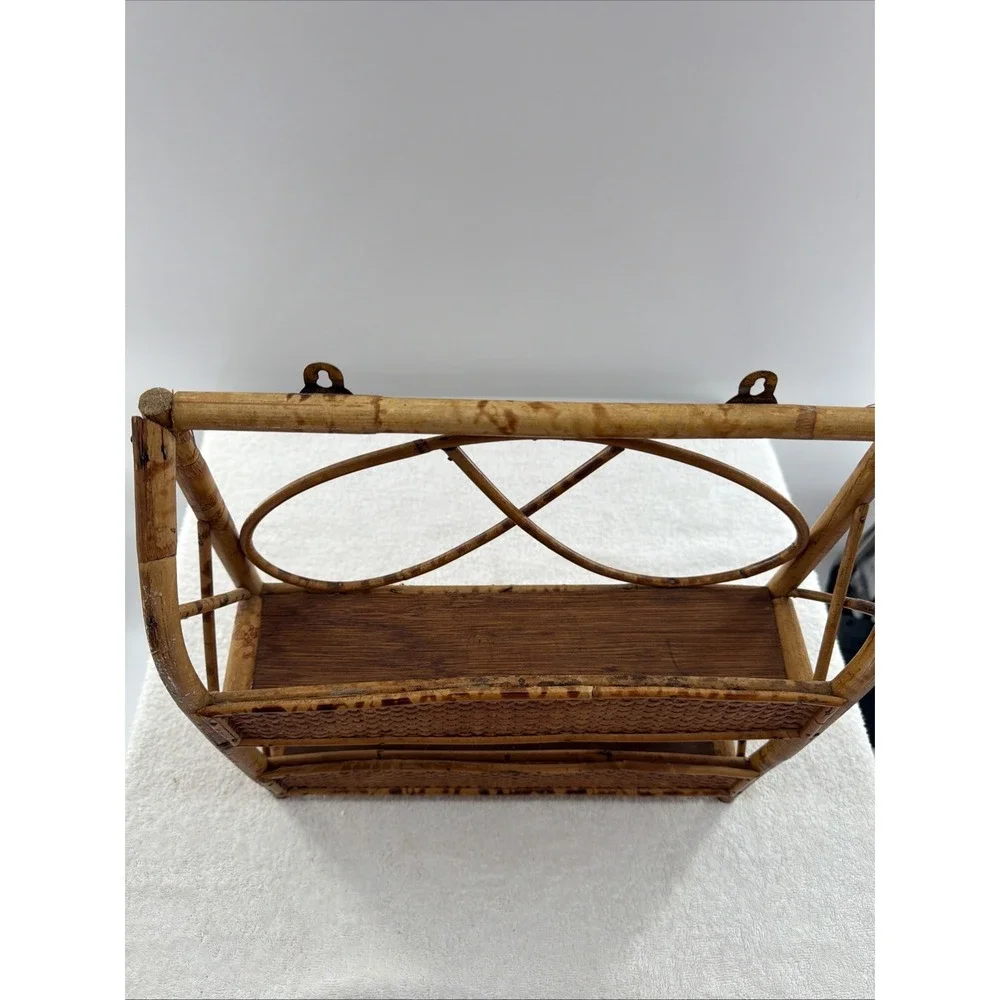 Vintge rattan bamboo hanging wall shelf/freestanding shelf 13